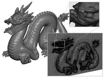 Figure 2 — Forme complexe résolue par binary-tree (dragon de Stanford)